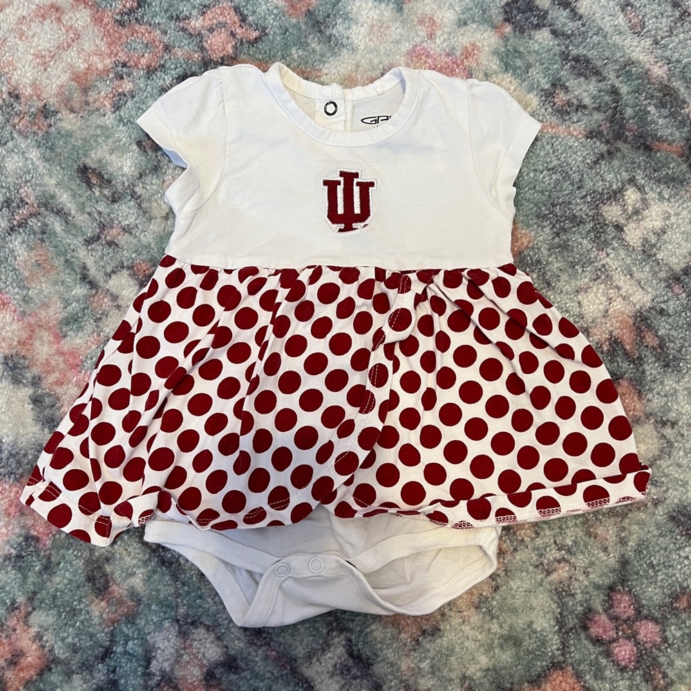 Indiana Hoosiers White & Red Polka Dot Dress